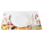 Lofaris Autumn Pumpkin Mushroom and Hedgehog Set of 4 Placemats for Fall Thanksgiving Woodland Decor